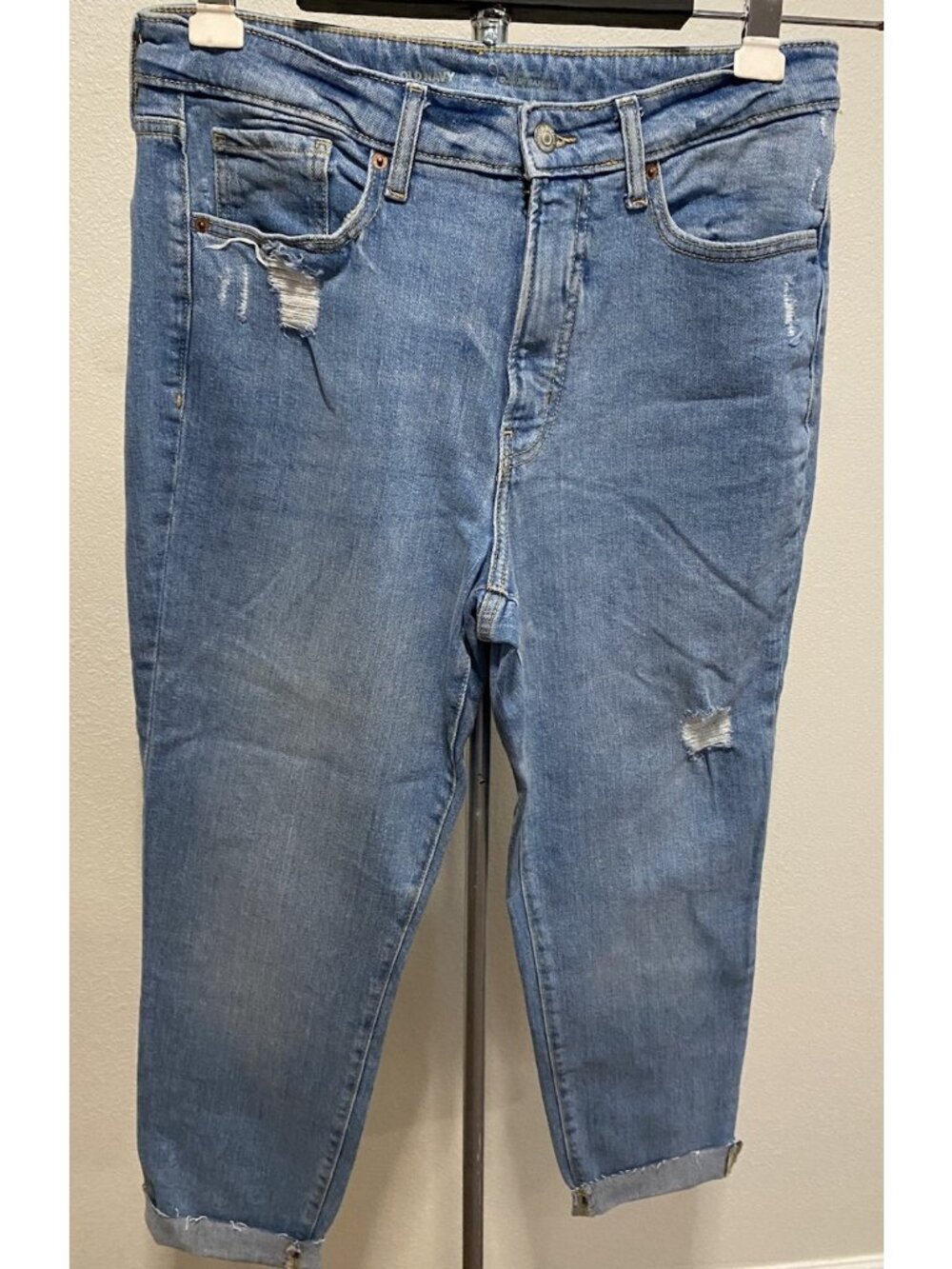Old Navy Jeans O G Straight Womens Size 12 Denim 34X26 Stretch Cuffed Highrise